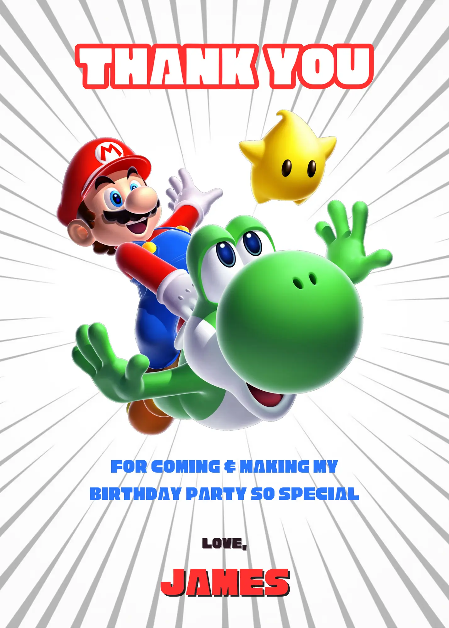 Super Mario Thank You Card Template - CreativeRino