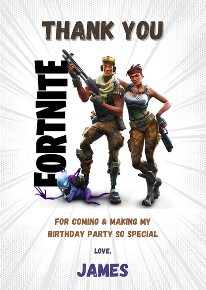 Fortnite Game Thank You Card Template - CreativeRino