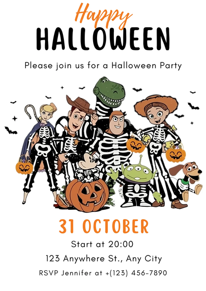 Toy Story Halloween Birthday Party Invitation Template - CreativeRino