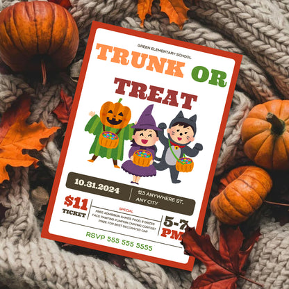 Trunk or Treat Halloween Invitation Template - CreativeRino
