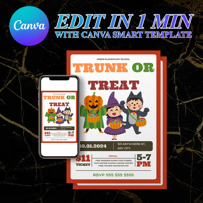Trunk or Treat Halloween Invitation Template - CreativeRino