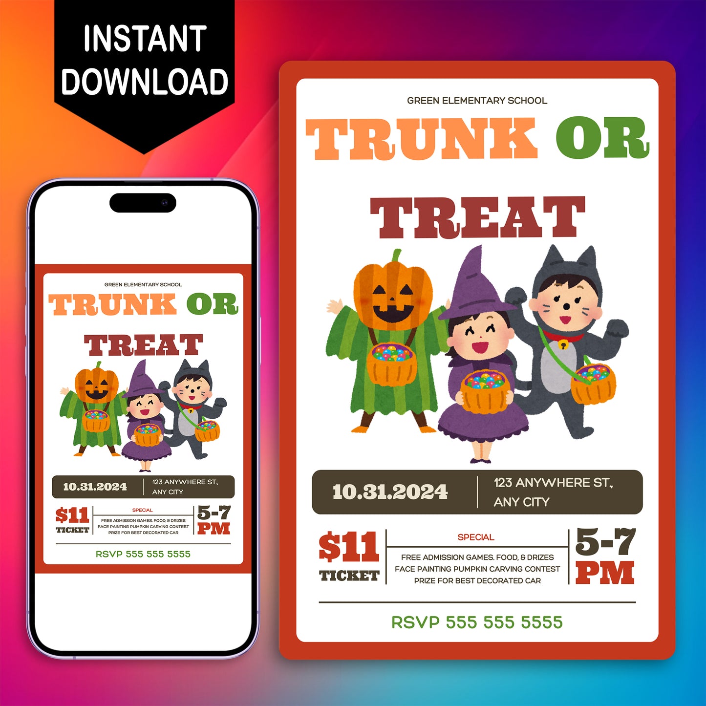 Trunk or Treat Halloween Invitation Template