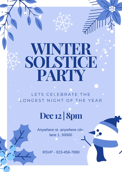 Winter Solstice Party Invitation Template - CreativeRino