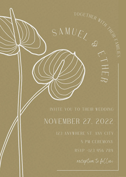 Anthurium Wedding Invitation Template - CreativeRino