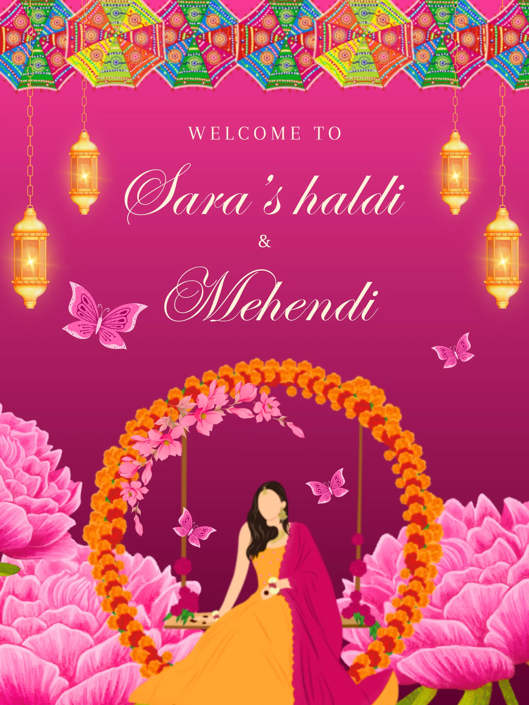 Mehndi Sign Template | Indian Wedding Welcome Sign - CreativeRino