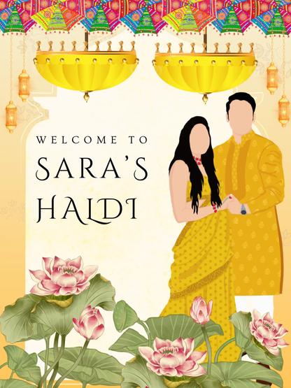 Maiyan Pithi Haldi Sign Template | Indian Wedding Welcome Sign - CreativeRino