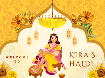 Maiyan Pithi Haldi Sign Template | Indian Wedding Welcome Sign - CreativeRino