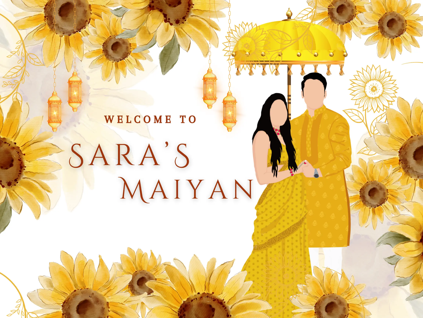 Maiyan Pithi Haldi Sign Template | Indian Wedding Welcome Sign - CreativeRino