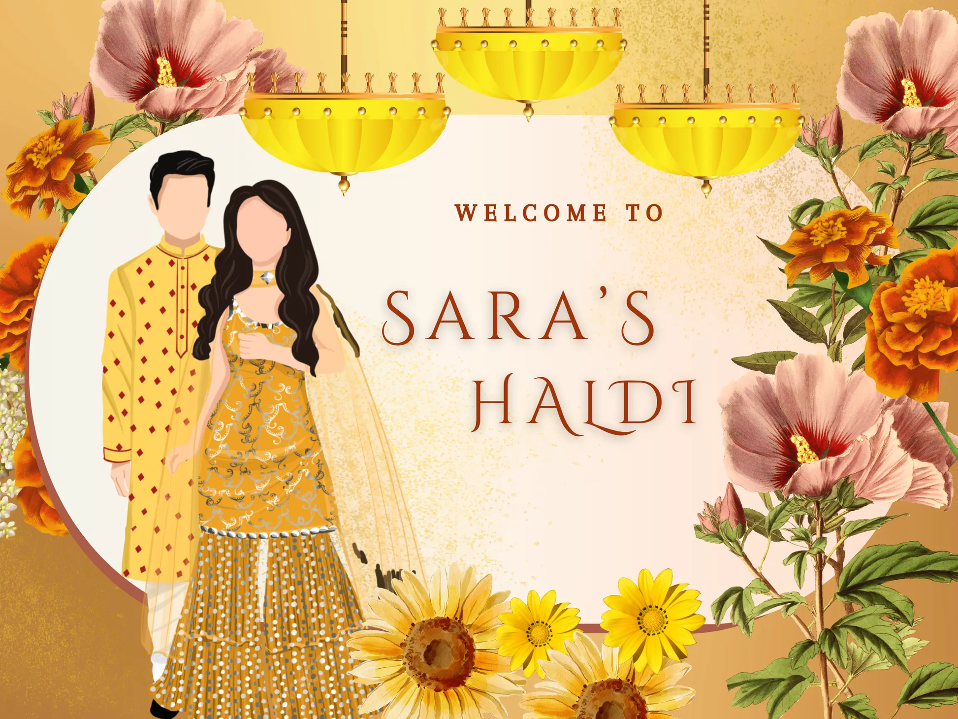 Maiyan Pithi Haldi Sign Template | Indian Wedding Welcome Sign - CreativeRino