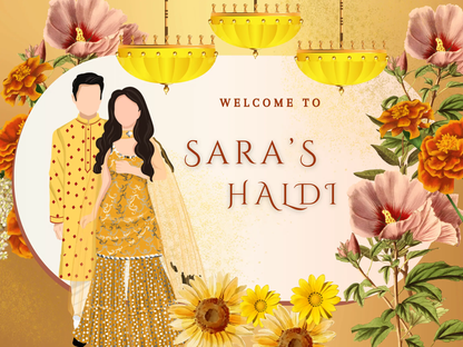 Maiyan Pithi Haldi Sign Template | Indian Wedding Welcome Sign - CreativeRino
