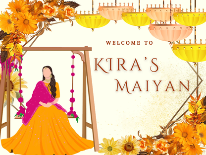 Maiyan Pithi Haldi Sign Template | Indian Wedding Welcome Sign - CreativeRino