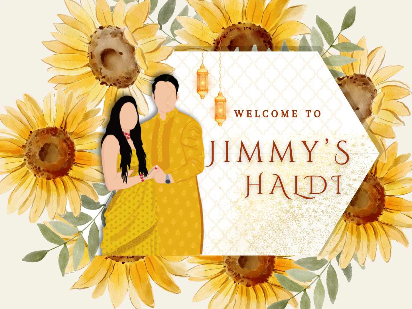 Maiyan Pithi Haldi Sign Template | Indian Wedding Welcome Sign - CreativeRino