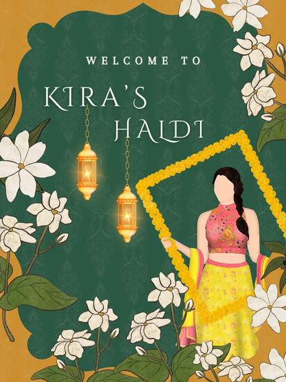 Maiyan Pithi Haldi Sign Template | Indian Wedding Welcome Sign - CreativeRino