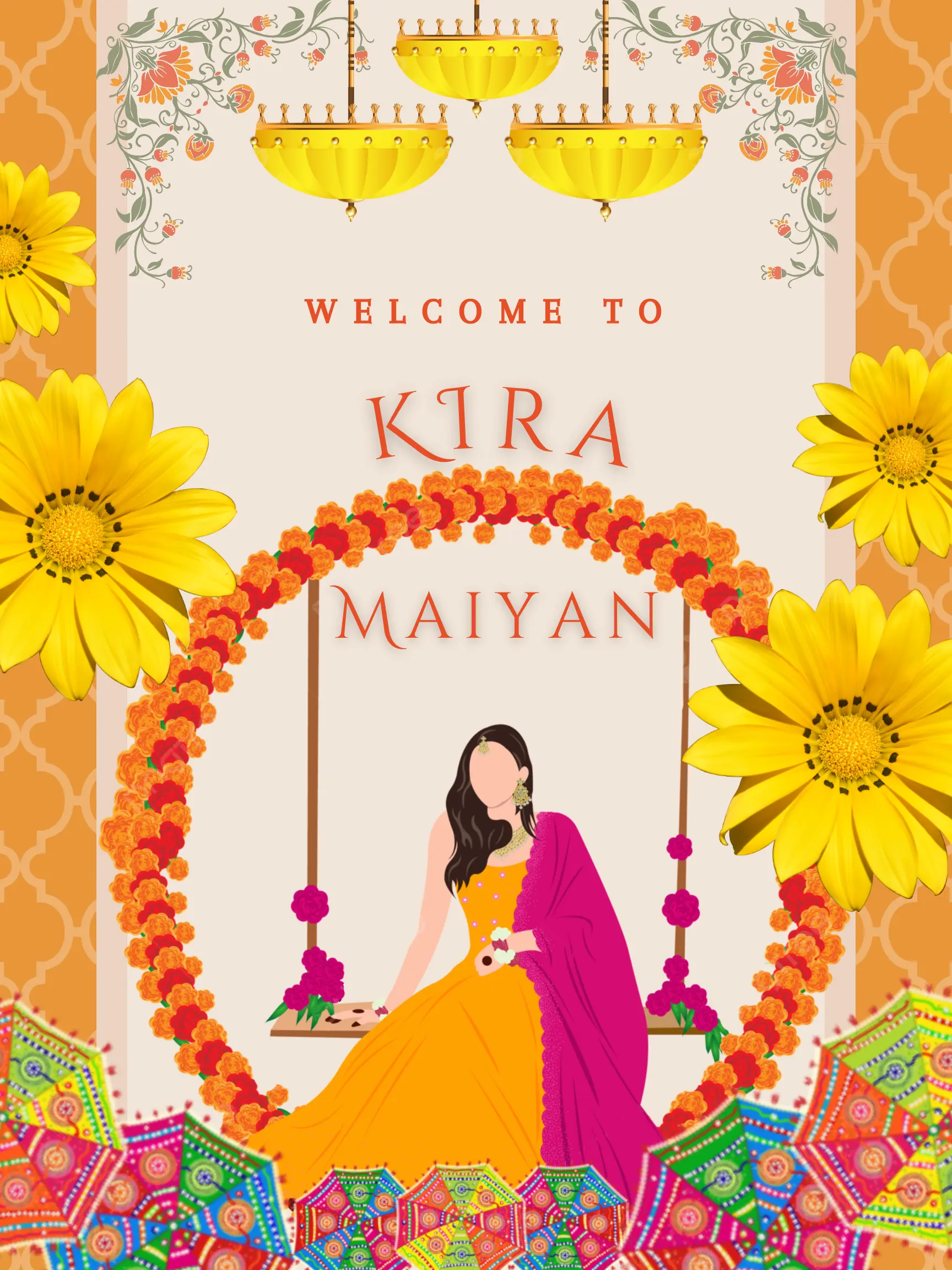Maiyan Pithi Haldi Sign Template | Indian Wedding Welcome Sign - CreativeRino