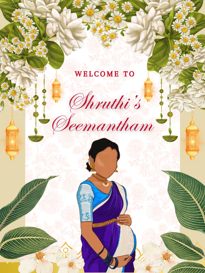 Seemantham Ceremony Sign Template | Indian Baby Shower Welcome Sign - CreativeRino