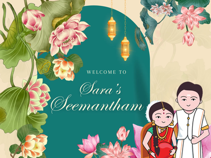 Seemantham Ceremony Sign Template | Indian Baby Shower Welcome Sign - CreativeRino