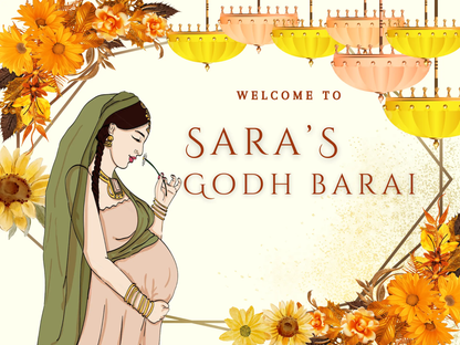 Godh Bharai Ceremony Sign Template | Indian Baby Shower Welcome Sign - CreativeRino