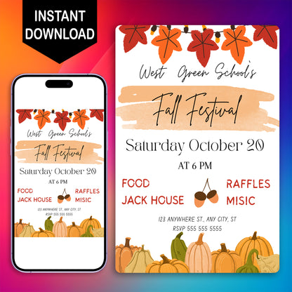 Fall Festival Halloween Invitation Template - CreativeRino