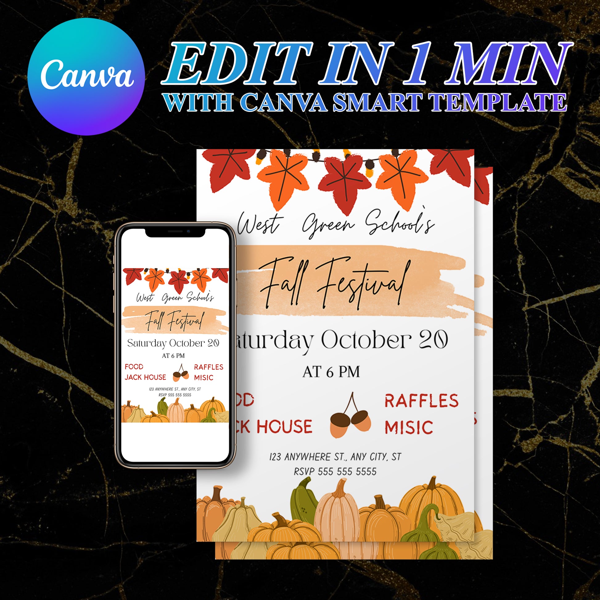 Fall Festival Halloween Invitation Template - CreativeRino