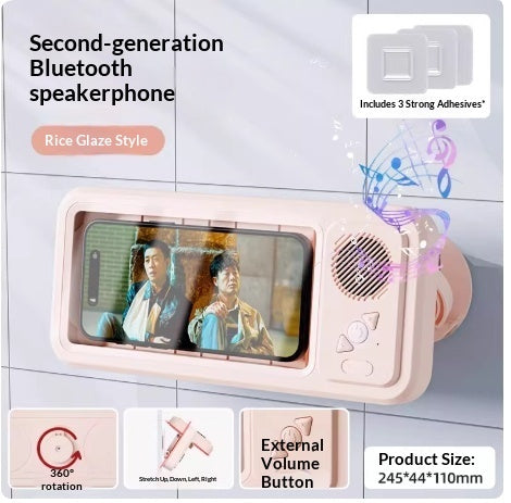 Bathroom Waterproof Mobile Phone Box Bluetooth Speaker Audio Bath TV Stand Mobile Phone Holder 360 Degree Rotation Touch Screen CreativeRino