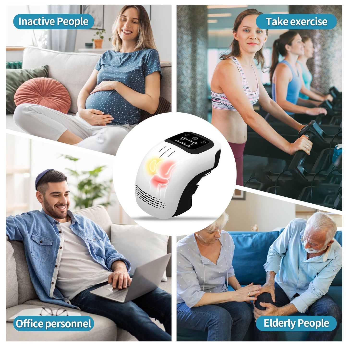 Intelligent Home Use Electric Intelligent Kneading Heating Knee Massager Rechargeable Pain Relief Infrared Laser Vibration Knee Massager CreativeRino