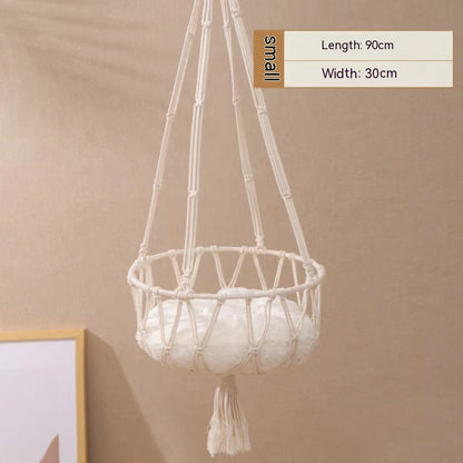 Premium Macrame Cat Hammock – Hanging Nest Basket Swing & Cozy Pet Bed CreativeRino