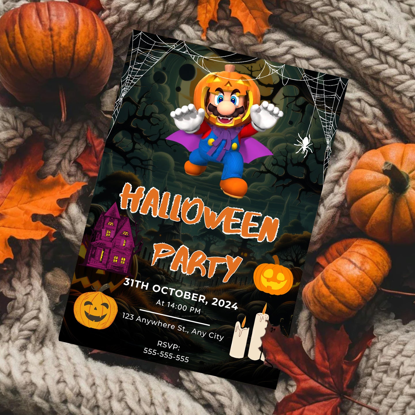 Super Mario Halloween Party Invitation Template