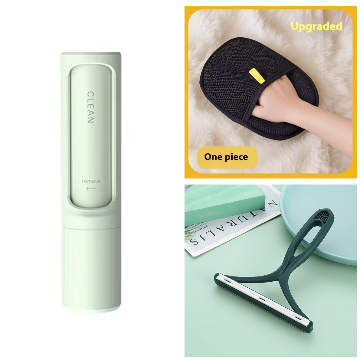 2-in-1 Reusable Pet Hair Remover Brush & Lint Roller – Self Cleaning Portable Fur Remover for Cat & Dog Hair, Clothes, Sofa, Carpet & Furniture Cleaning Tool CreativeRino