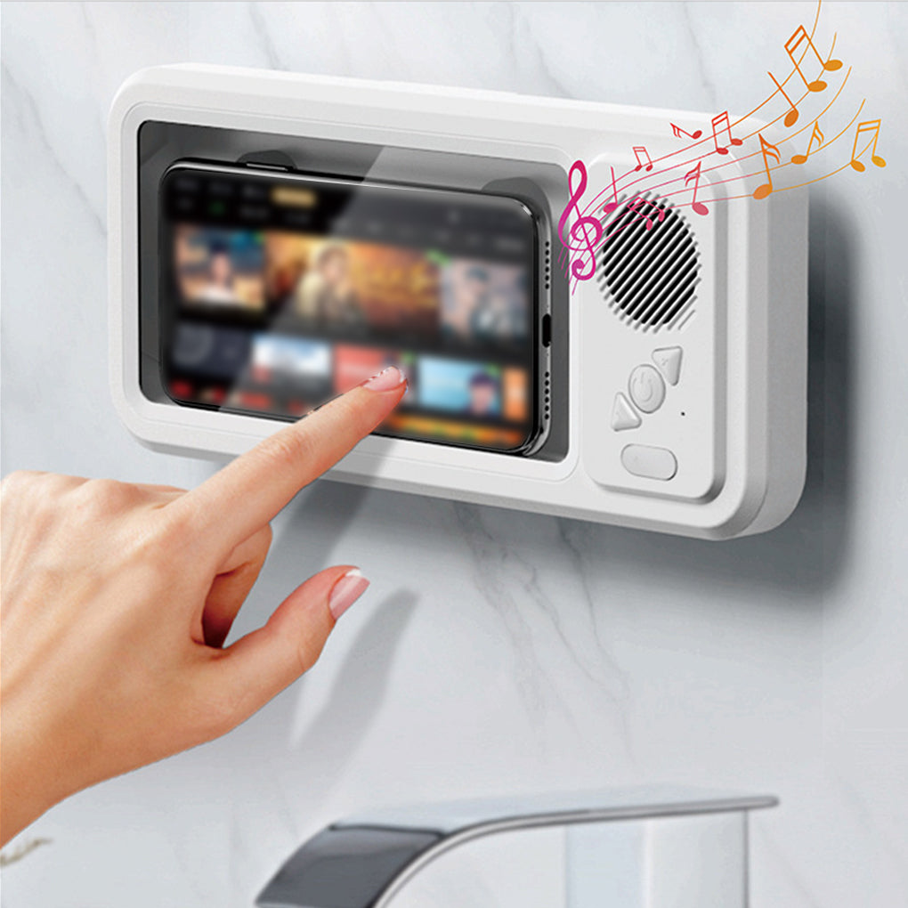 Bathroom Waterproof Mobile Phone Box Bluetooth Speaker Audio Bath TV Stand Mobile Phone Holder 360 Degree Rotation Touch Screen CreativeRino