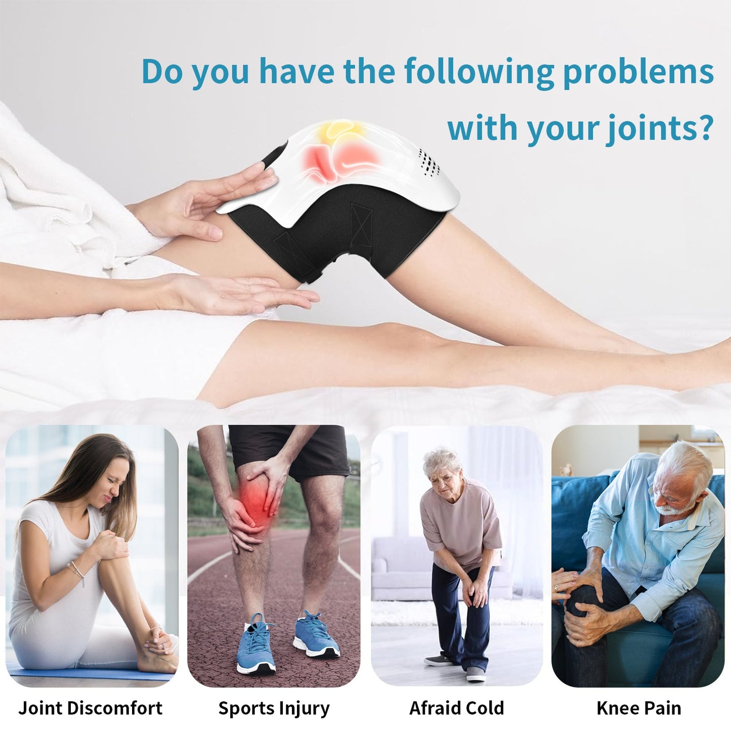 Intelligent Home Use Electric Intelligent Kneading Heating Knee Massager Rechargeable Pain Relief Infrared Laser Vibration Knee Massager CreativeRino