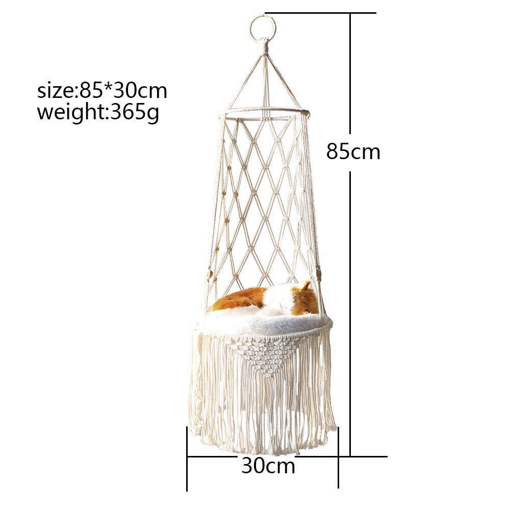 Macrame Hanging Pet Bed Macrame Cat Hammock Wall Hanging Cat Bed Pet Gifts CreativeRino