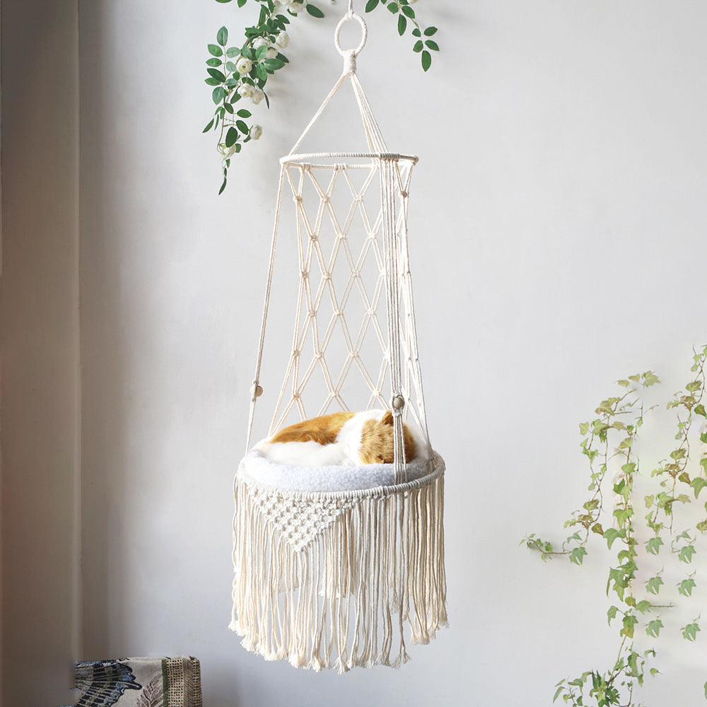 Macrame Hanging Pet Bed Macrame Cat Hammock Wall Hanging Cat Bed Pet Gifts CreativeRino