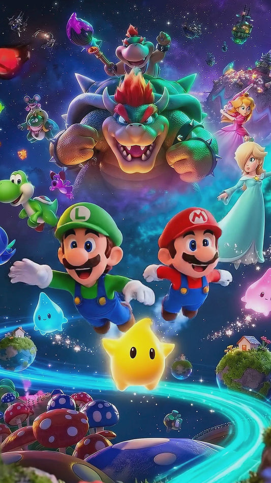 Super Mario Galaxy Birthday Video Invitation Canva Template