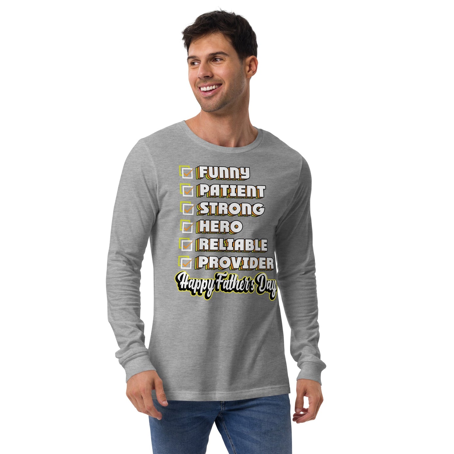 Cute Daddy Long Sleeve Tee | Happy Fathers Day List T-Shirt - CreativeRino