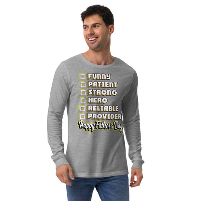 Cute Daddy Long Sleeve Tee | Happy Fathers Day List T-Shirt - CreativeRino