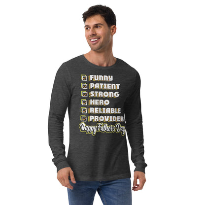 Cute Daddy Long Sleeve Tee | Happy Fathers Day List T-Shirt - CreativeRino