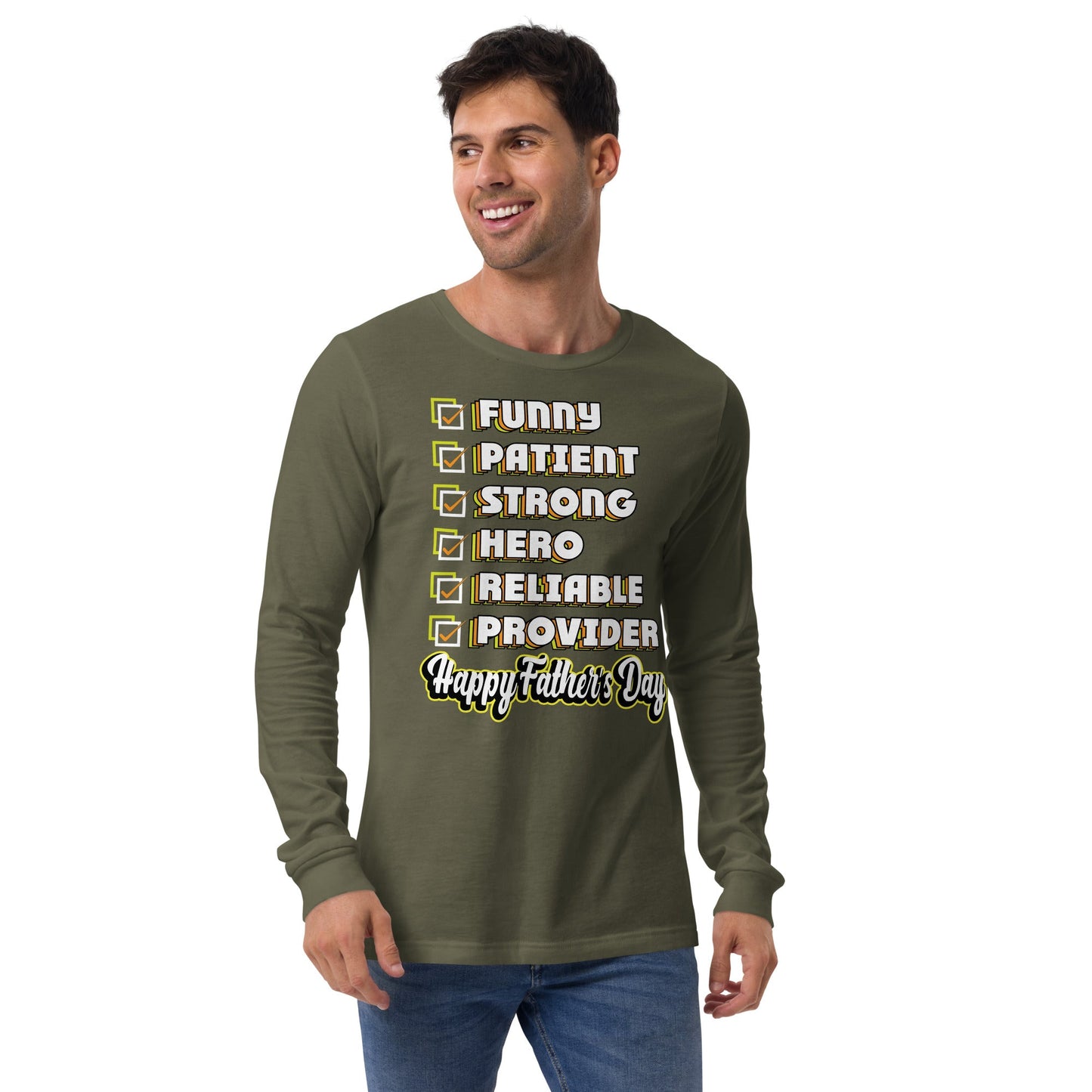Cute Daddy Long Sleeve Tee | Happy Fathers Day List T-Shirt - CreativeRino