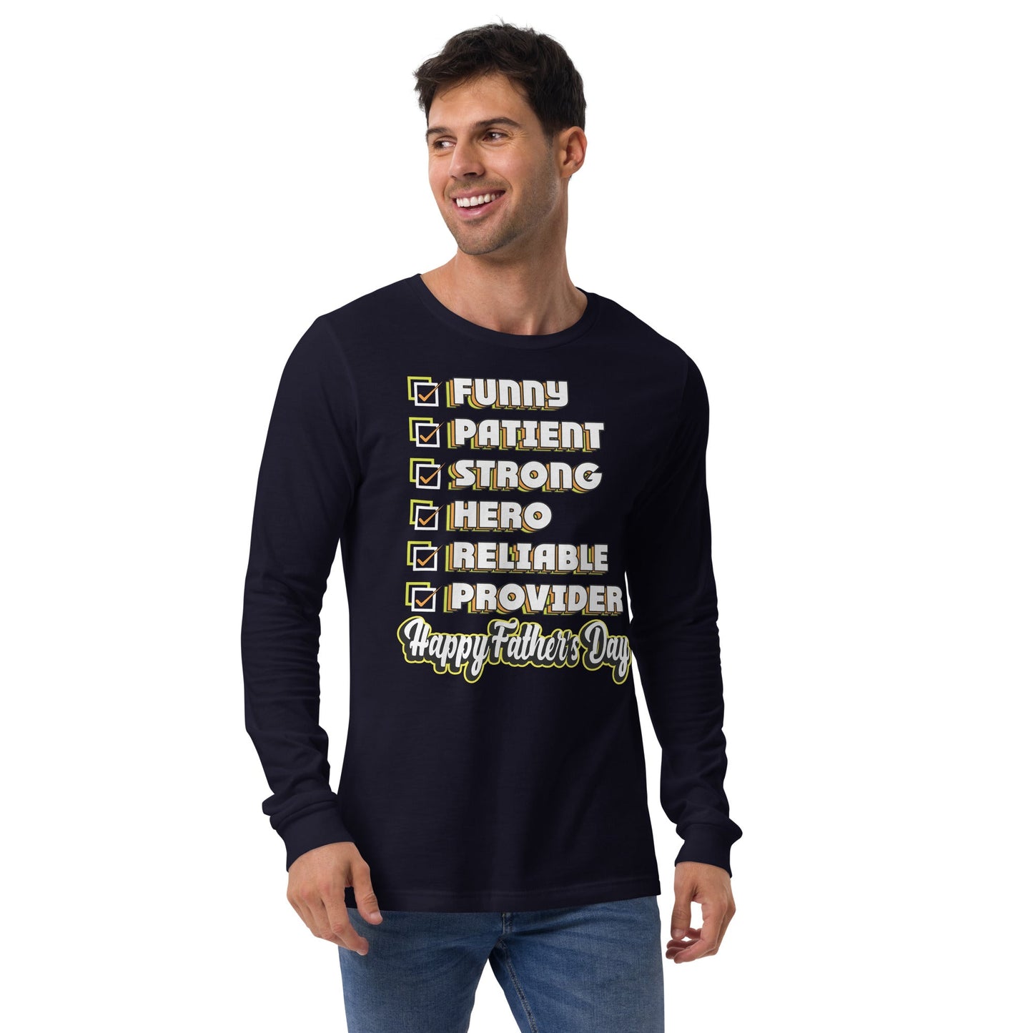 Cute Daddy Long Sleeve Tee | Happy Fathers Day List T-Shirt - CreativeRino