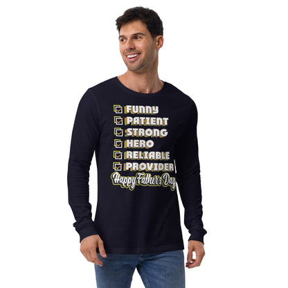 Cute Daddy Long Sleeve Tee | Happy Fathers Day List T-Shirt - CreativeRino